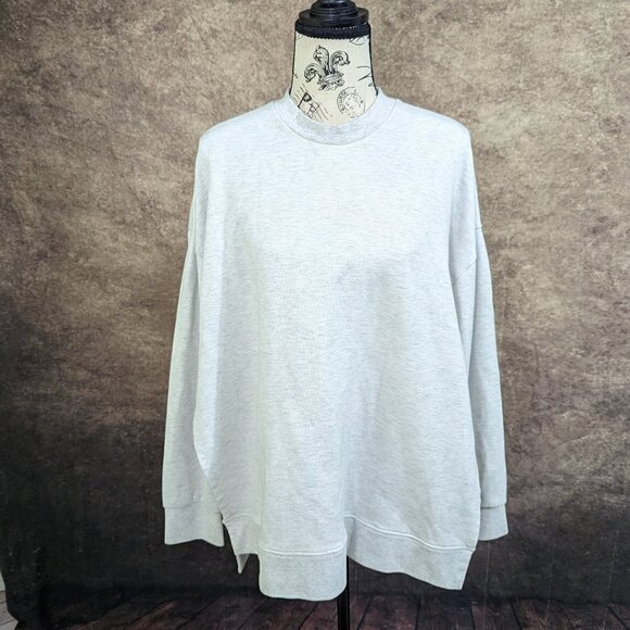 Adidas Like New Sweatshirt Oversized Side Slit Pullover M light gray - Picture 1 of 6
